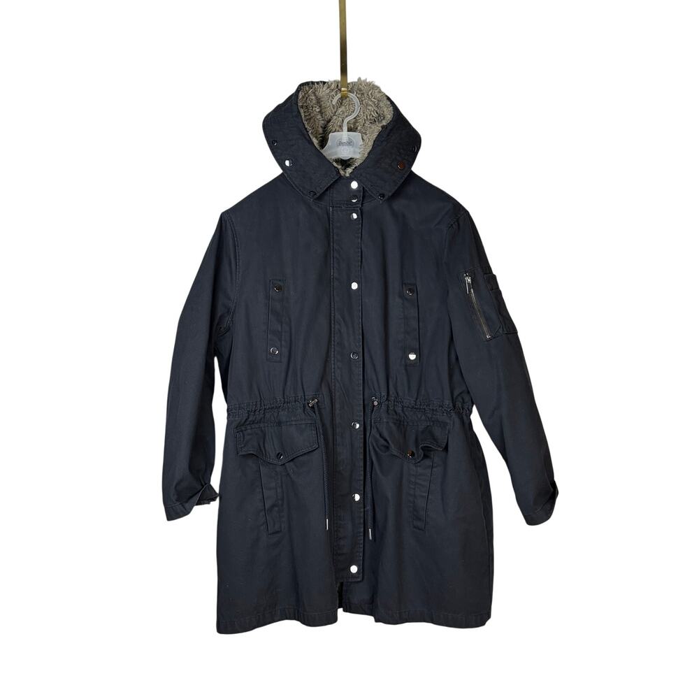 ASOS Curve Black Faux Fur Lined Hooded Utility Parka Womens 18 Winter Coat